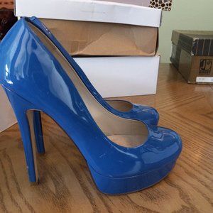 Aldo Blue Patent Leather Platform Heels